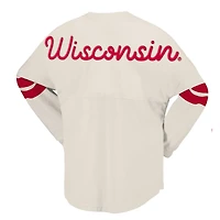 T-shirt surdimensionné crème pour femmes Spirit Jersey des Badgers du Wisconsin