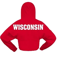 Sweat à capuche court surdimensionné Spirit Jersey Red Wisconsin Badgers pour femmes