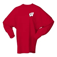 T-shirt oversize à manches longues style preppy pour femme, maillot rouge Spirit des Wisconsin Badgers