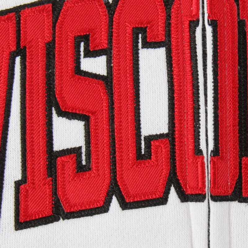 Sweat à capuche entièrement zippé Stadium Athletic pour femmes Wisconsin Badgers, blanc arqué