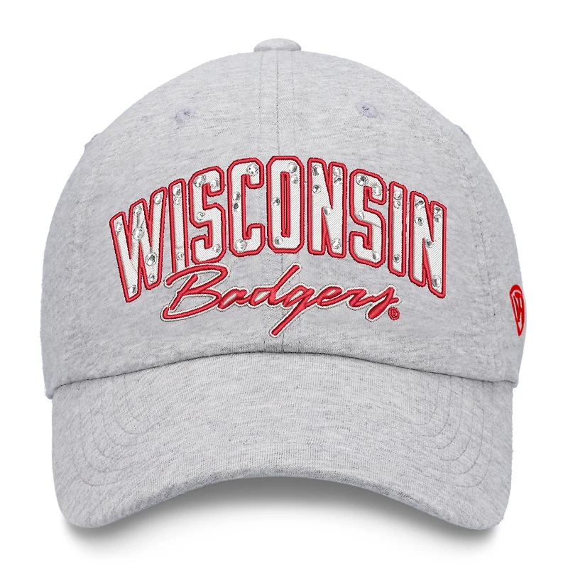 Women's Top of the World Heather Gray Wisconsin Badgers Rhinestone Christy Adjustable Hat