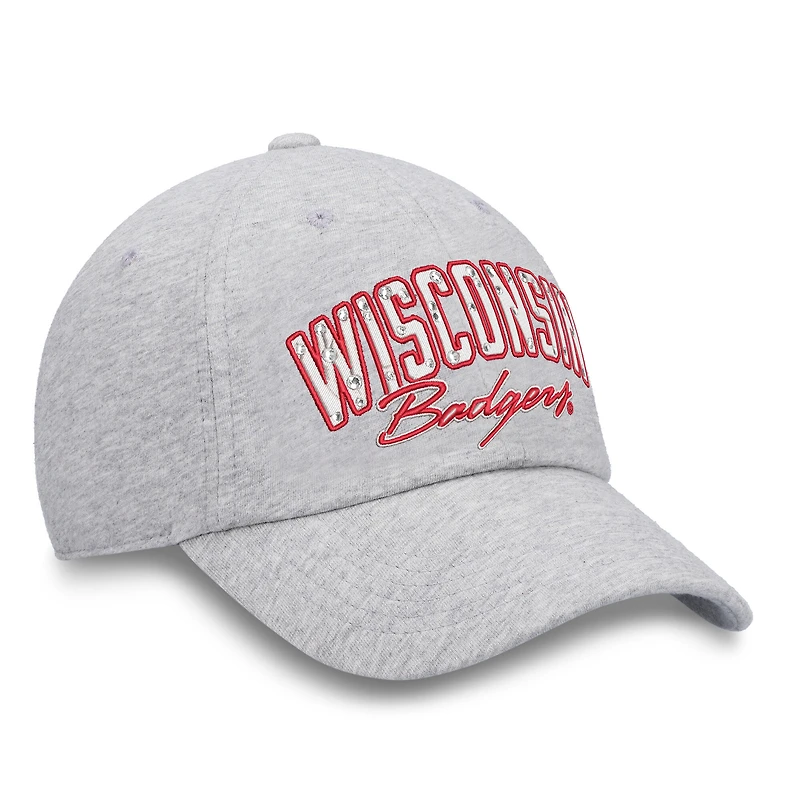 Women's Top of the World Heather Gray Wisconsin Badgers Rhinestone Christy Adjustable Hat