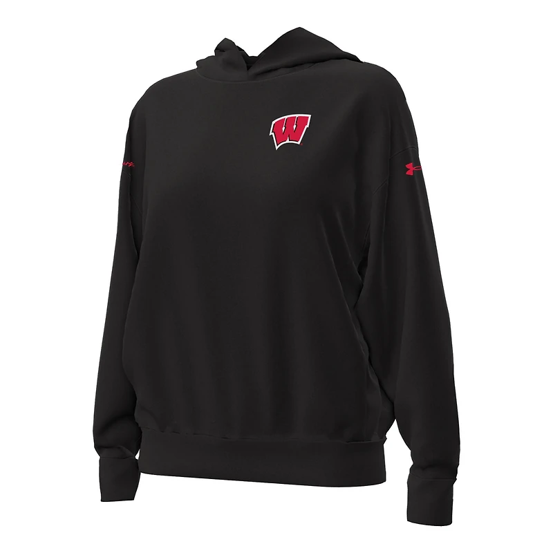 Sweat à capuche surdimensionné Gameday Icon pour femme Under Armour Black Wisconsin Badgers