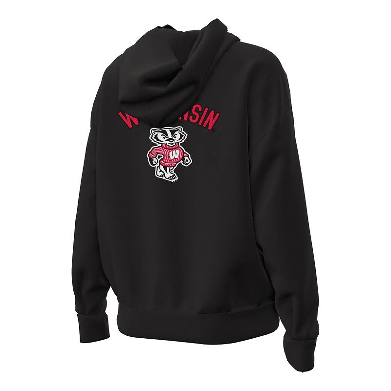 Sweat à capuche surdimensionné Gameday Icon pour femme Under Armour Black Wisconsin Badgers