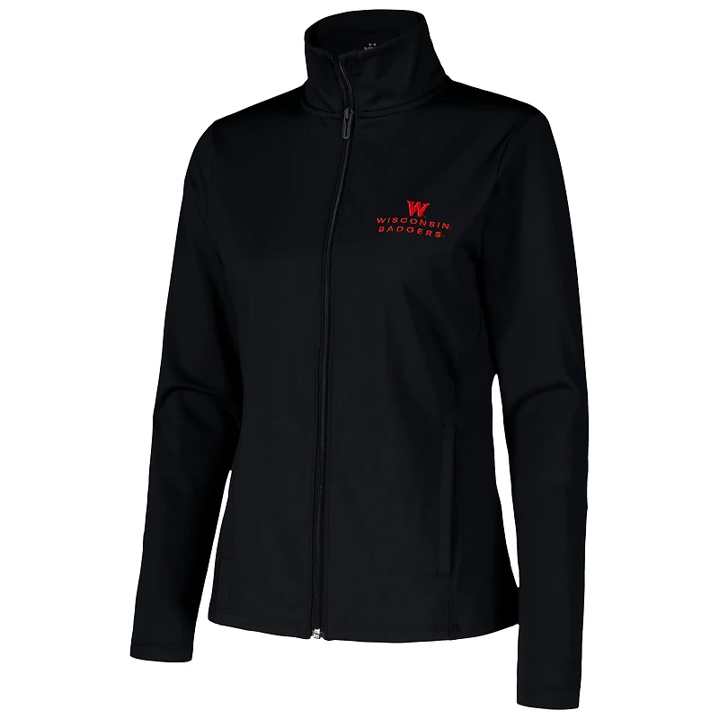 Women's Under Armour Black Wisconsin Badgers Sweat-Wicking Soft Motion Full-Zip Jacket