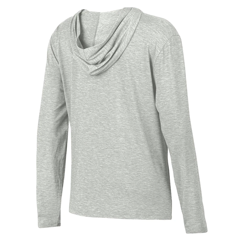 Women's Under Armour Heather Gray Wisconsin Badgers Tri-Blend Breezy Long Sleeve Hoodie T-Shirt