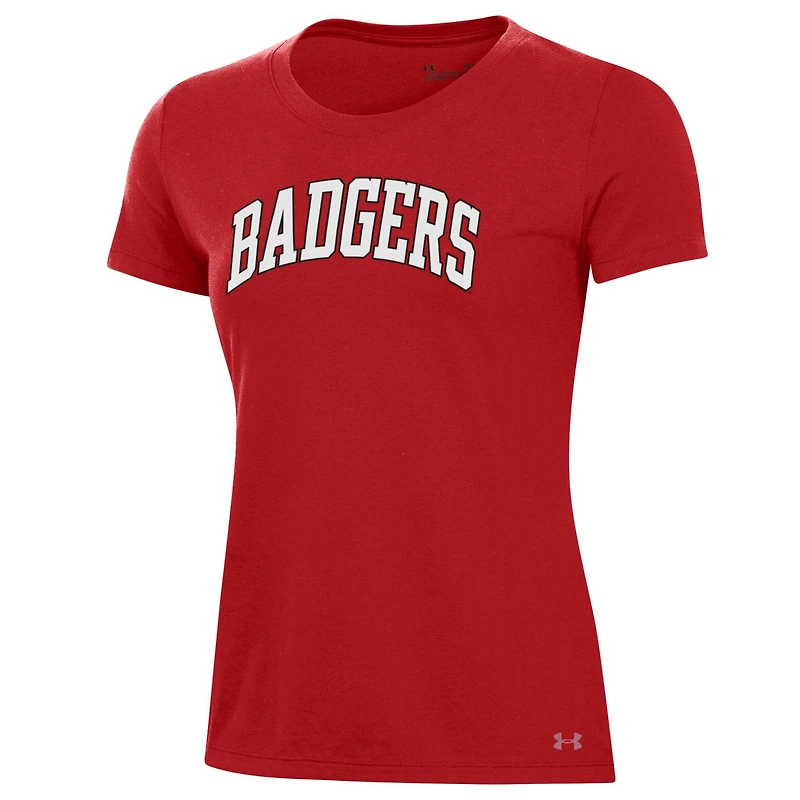 Women's Under Armour  Red Wisconsin Badgers Essentials 2-Hit Performance T-Shirt