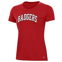 Women's Under Armour  Red Wisconsin Badgers Essentials 2-Hit Performance T-Shirt