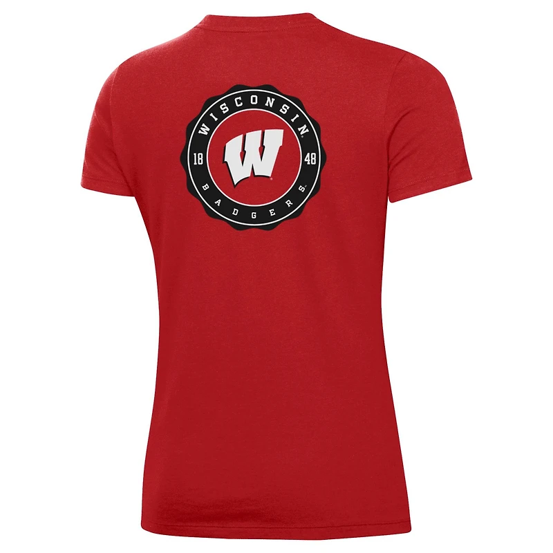 Women's Under Armour  Red Wisconsin Badgers Essentials 2-Hit Performance T-Shirt