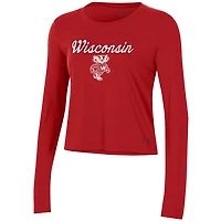 T-shirt court à manches longues Under Armour Wisconsin Badgers Vault rouge pour femme
