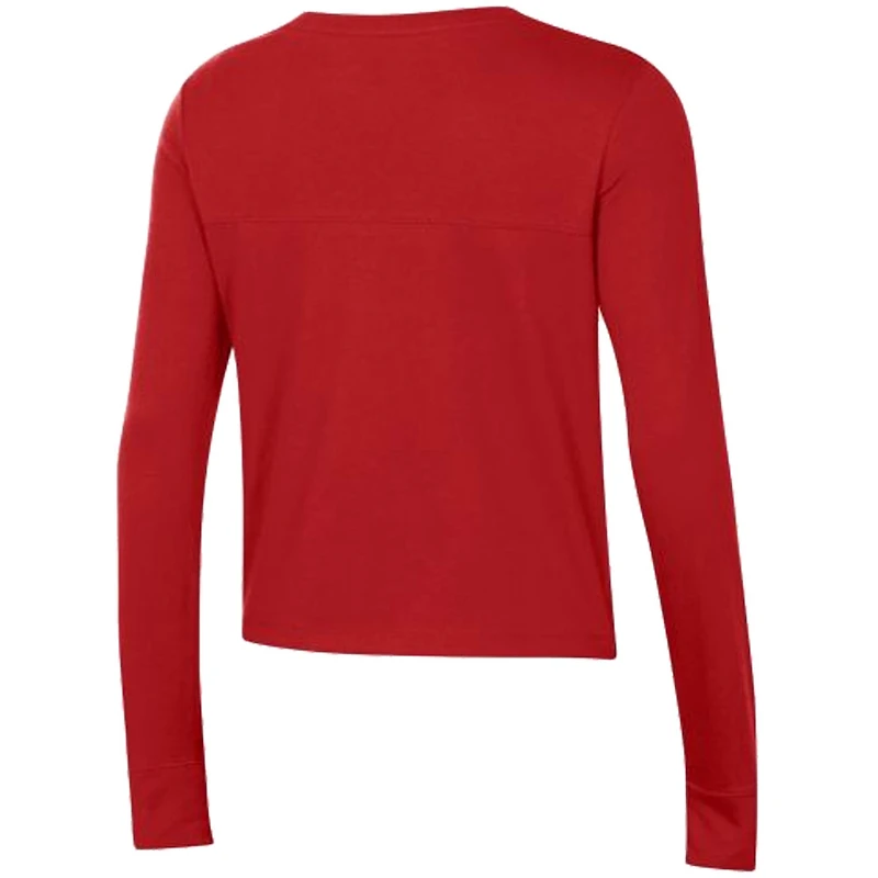T-shirt court à manches longues Under Armour Wisconsin Badgers Vault rouge pour femme