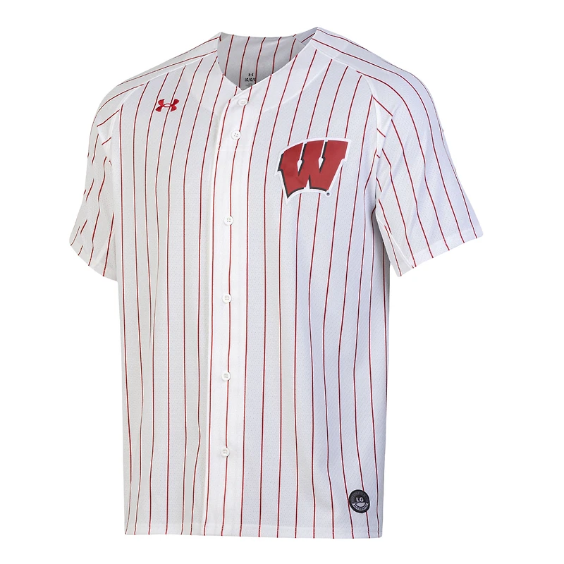 Women's Under Armour White/Red Wisconsin Badgers Full-Button Replica Softball Jersey