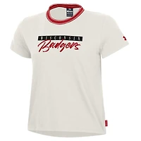 T-shirt emblématique blanc Wisconsin Badgers d'Under Armour pour femme