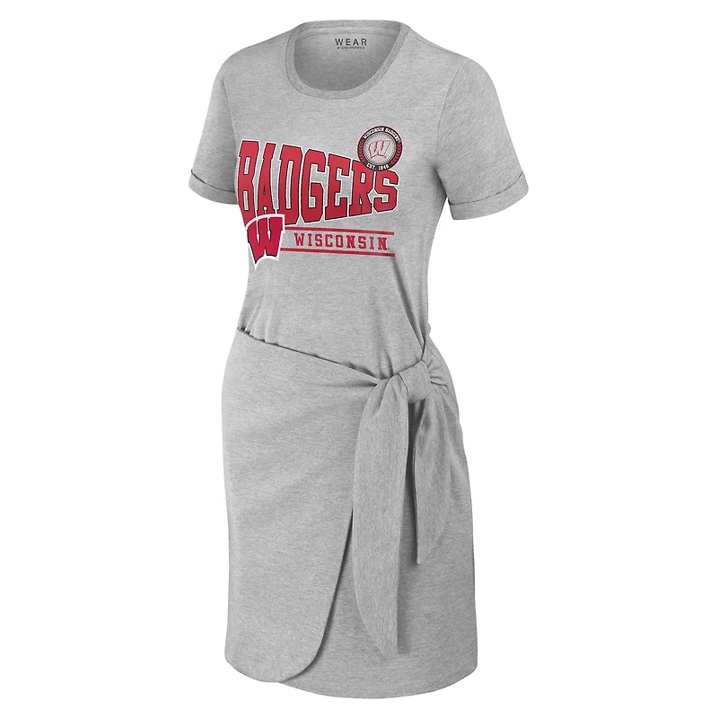 Robe t-shirt nouée pour femme WEAR by Erin Andrews Heather Gray Wisconsin Badgers