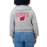 Sweat à capuche zippé double-hit raglan Speckle pour femme WEAR by Erin Andrews Heather Gray des Wisconsin Badgers