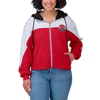 Women's WEAR by Erin Andrews Red Wisconsin Badgers Color-Block Full-Zip Hoodie