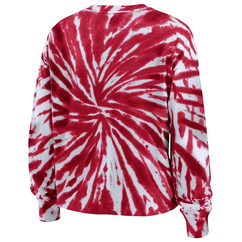 Women's WEAR by Erin Andrews Red Wisconsin Badgers Tie-Dye Long Sleeve T-Shirt