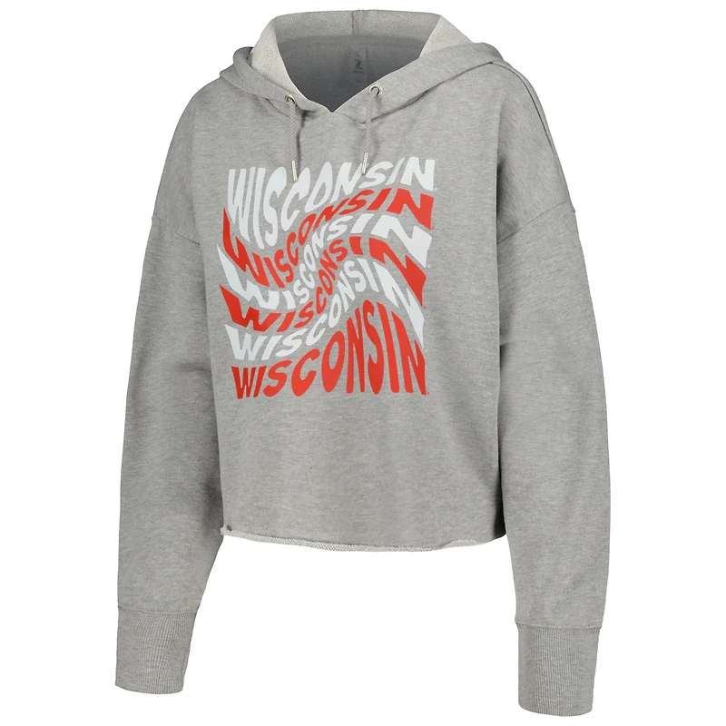 Sweat à capuche court tourbillon Wisconsin Badgers ZooZatz pour femme, gris