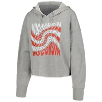 Sweat à capuche court tourbillon Wisconsin Badgers ZooZatz pour femme, gris