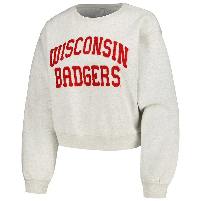 Sweat-shirt court ZooZatz Oatmeal Wisconsin Badgers Core Chenille pour femme