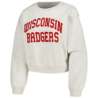 Sweat-shirt court ZooZatz Oatmeal Wisconsin Badgers Core Chenille pour femme