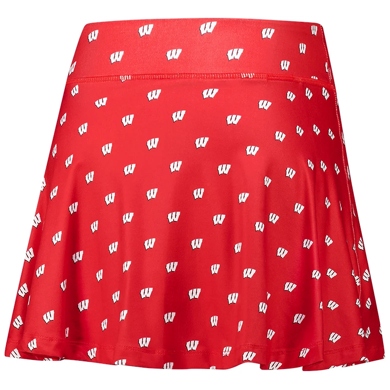 Jupe-short fluide à imprimé intégral ZooZatz pour femme, motif Wisconsin Badgers rouge