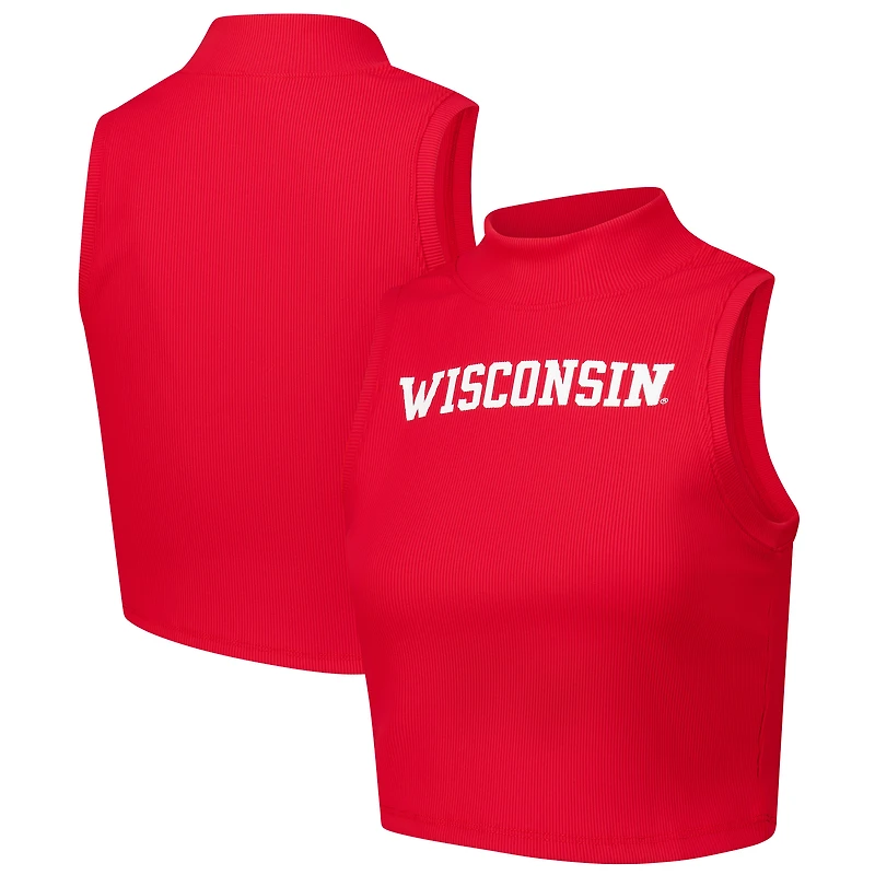 Débardeur court ZooZatz pour femme, motif blaireaux du Wisconsin rouge