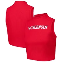 Débardeur court ZooZatz pour femme, motif blaireaux du Wisconsin rouge
