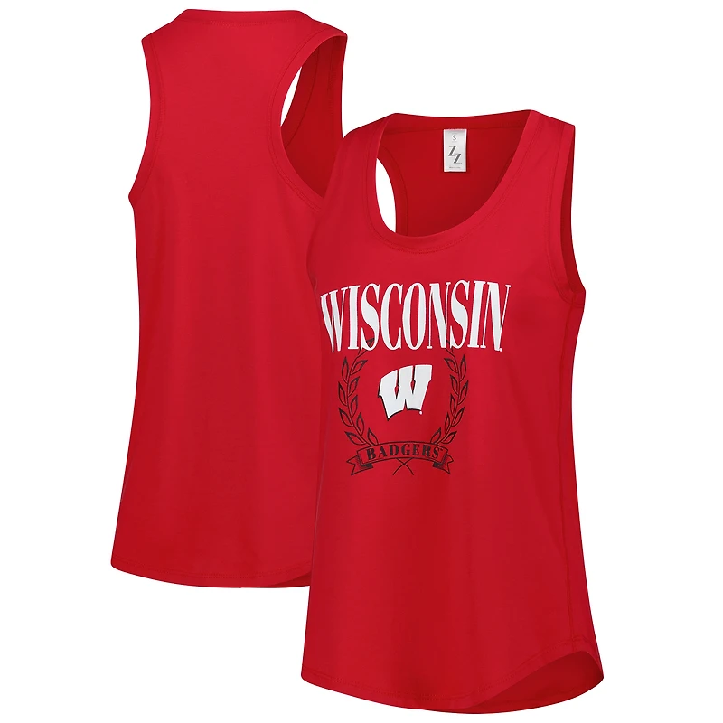 Débardeur ZooZatz pour femme, motif blaireaux du Wisconsin, rouge