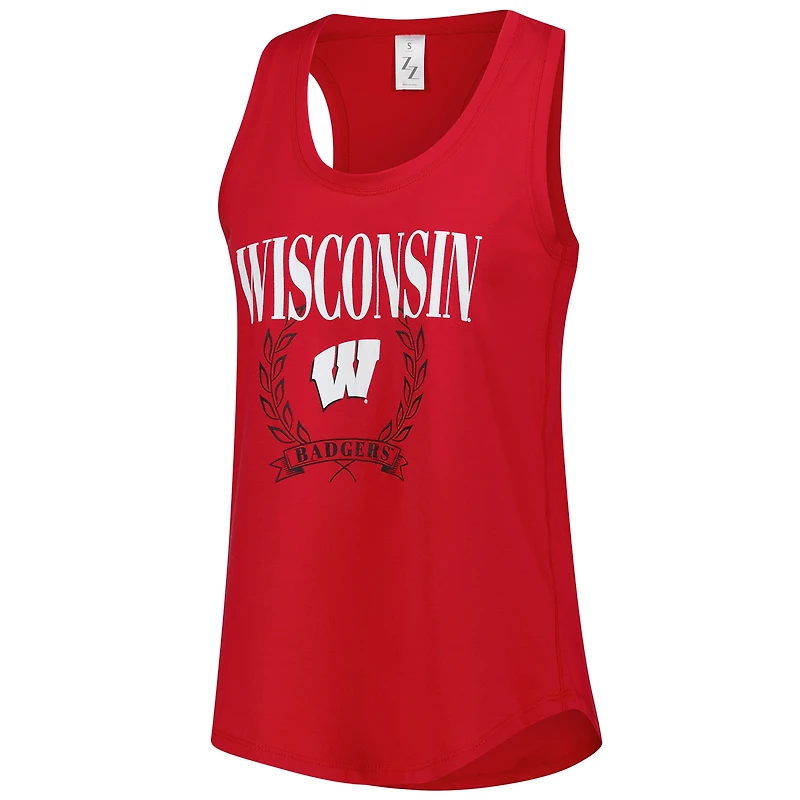 Débardeur ZooZatz pour femme, motif blaireaux du Wisconsin, rouge