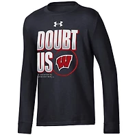 T-shirt à manches longues pour jeunes Under Armour Black Wisconsin Badgers March Madness Unity