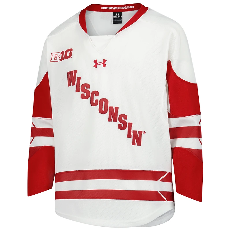 Maillot de hockey réplique blanc pour jeunes Under Armour Wisconsin Badgers