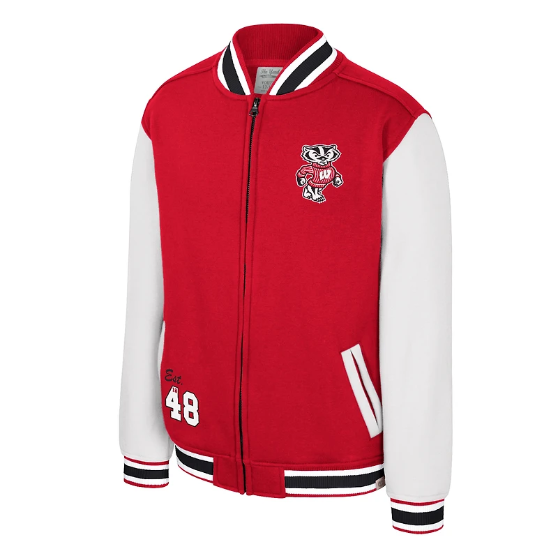 Youth Colosseum Red Wisconsin Badgers Grand Tour Full-Zip Bomber Jacket