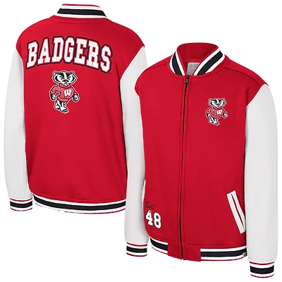 Youth Colosseum Red Wisconsin Badgers Grand Tour Full-Zip Bomber Jacket