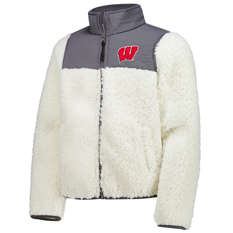 Vêtements pour jeunes, veste en sherpa anthracite Wisconsin Badgers