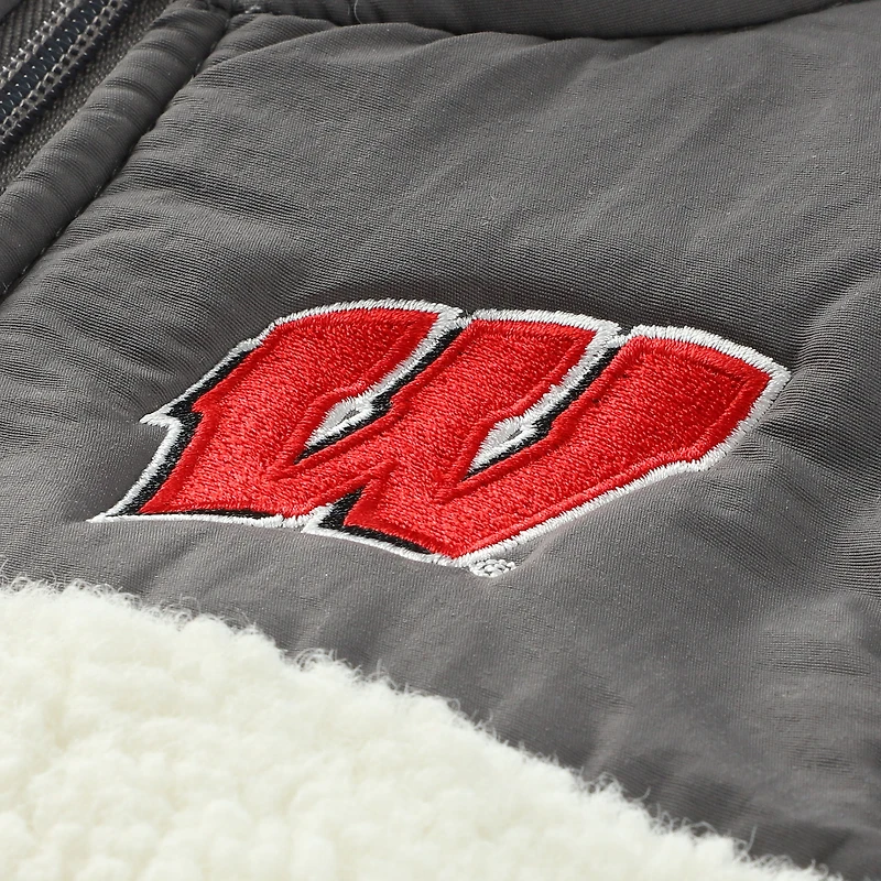 Youth Garb Charcoal Wisconsin Badgers Teddy Sherpa Jacket