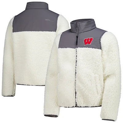 Vêtements pour jeunes, veste en sherpa anthracite Wisconsin Badgers