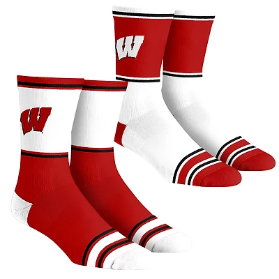 Youth Rock Em Socks Wisconsin Badgers 2-Pack Color Block Crew Socks Set