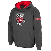 Youth Stadium Athletic Charcoal Wisconsin Badgers Big Logo Pullover Hoodie