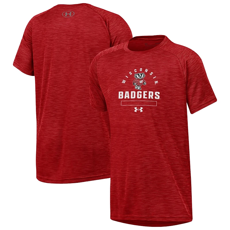 T-shirt technique ultra-doux pour jeunes Under Armour Heather Red Wisconsin Badgers