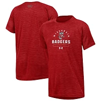 T-shirt technique ultra-doux pour jeunes Under Armour Heather Red Wisconsin Badgers