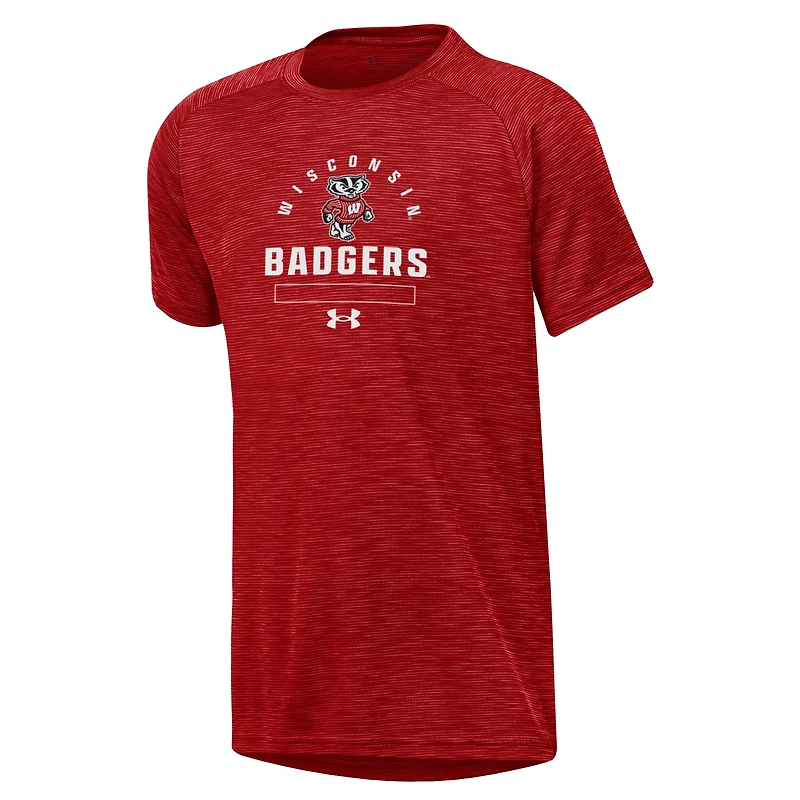 T-shirt technique ultra-doux pour jeunes Under Armour Heather Red Wisconsin Badgers