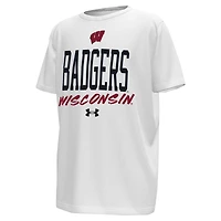 T-shirt Gameday pour jeunes Under Armour, blanc/rouge, Wisconsin Badgers
