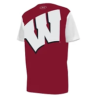 T-shirt Gameday pour jeunes Under Armour, blanc/rouge, Wisconsin Badgers