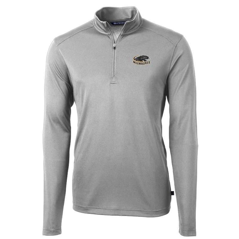 Pull-over zippé en piqué écologique recyclé pour homme, couleur grise, de la collection Wisconsin-Milwaukee Panthers, Virtue, grande taille, Cutter & Buck