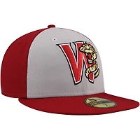 Casquette ajustée 59FIFTY de la collection authentique Wisconsin Timber Rattlers New Era pour hommes, gris/bordeaux