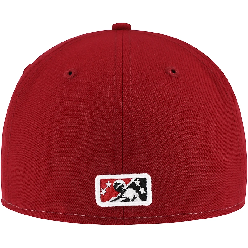 Casquette ajustée 59FIFTY de la collection authentique Wisconsin Timber Rattlers New Era pour hommes, gris/bordeaux