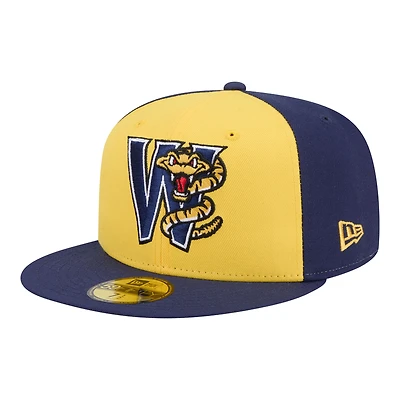 Casquette ajustée New Era jaune/marine pour homme, Wisconsin Timber Rattlers, soirées thématiques des ligues mineures, modèle 59FIFTY