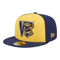 Casquette ajustée New Era jaune/marine pour homme, Wisconsin Timber Rattlers, soirées thématiques des ligues mineures, modèle 59FIFTY
