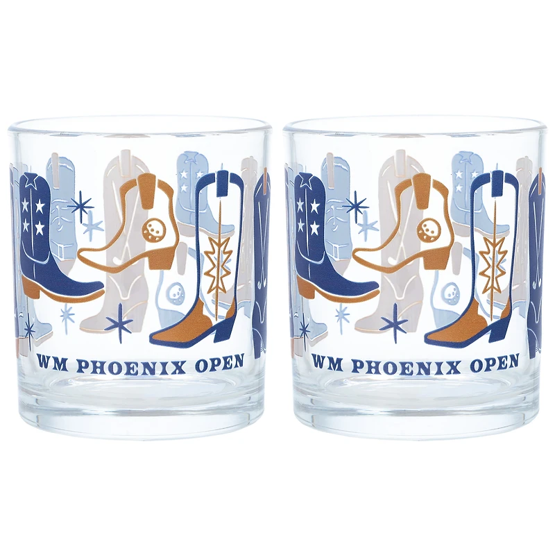 2025  WM Phoenix Open Blue Boots Rocks Glass 2-Pack Set